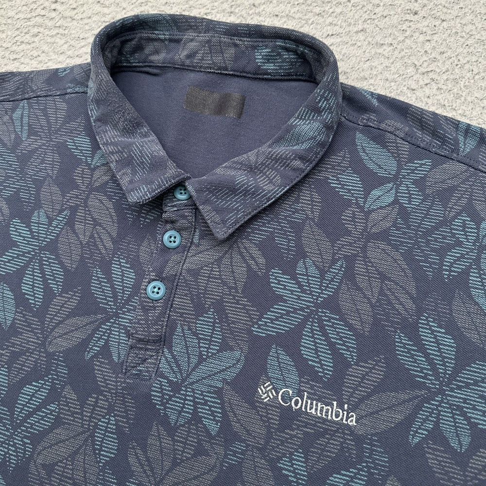 Columbia Broadleaf Canopy EXS Polo Shirt Men's XXL Geometric Hawaiian Floral‎